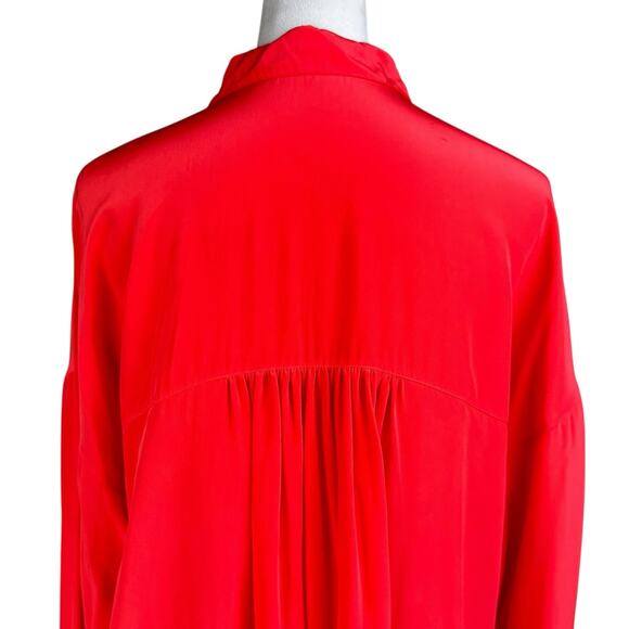 Robert Rodriguez 100% Silk Orange Long Sleeve Button Up Collared Blouse Top - Picture 5 of 12